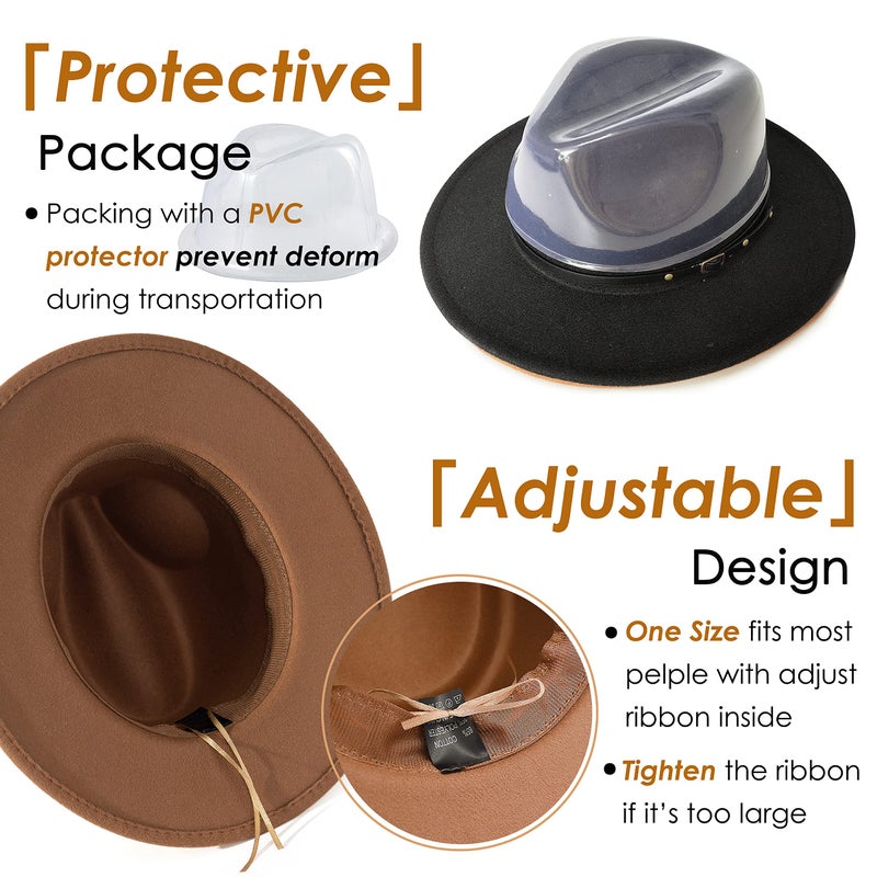 Lisianthus Women Belt Buckle Fedora Hat Dark-Camel - Image 5